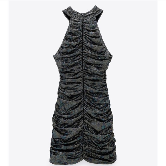 NWT ZARA Sparkly Draped Dress Multicolored XS - Picture 6 of 6